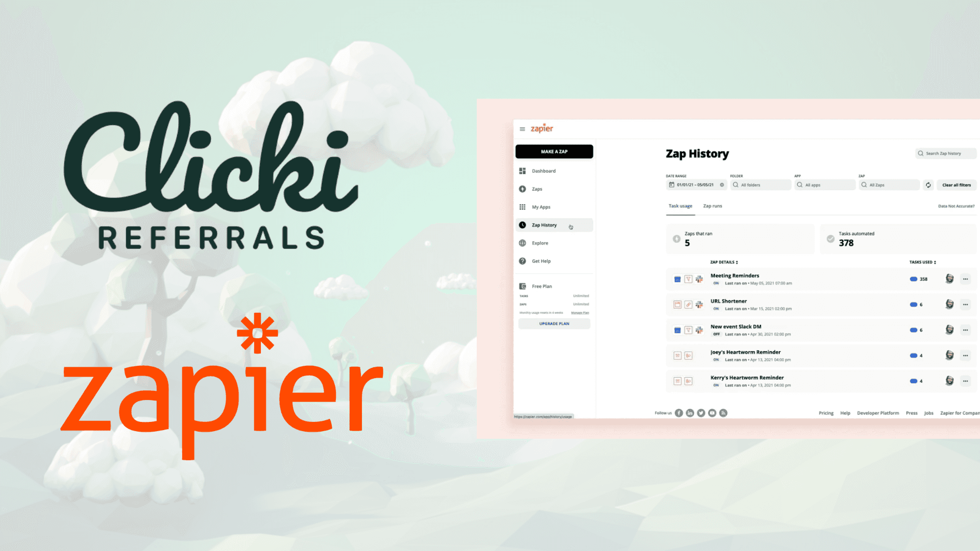 ANNOUNCEMENT: Zapier + Clicki Referrals