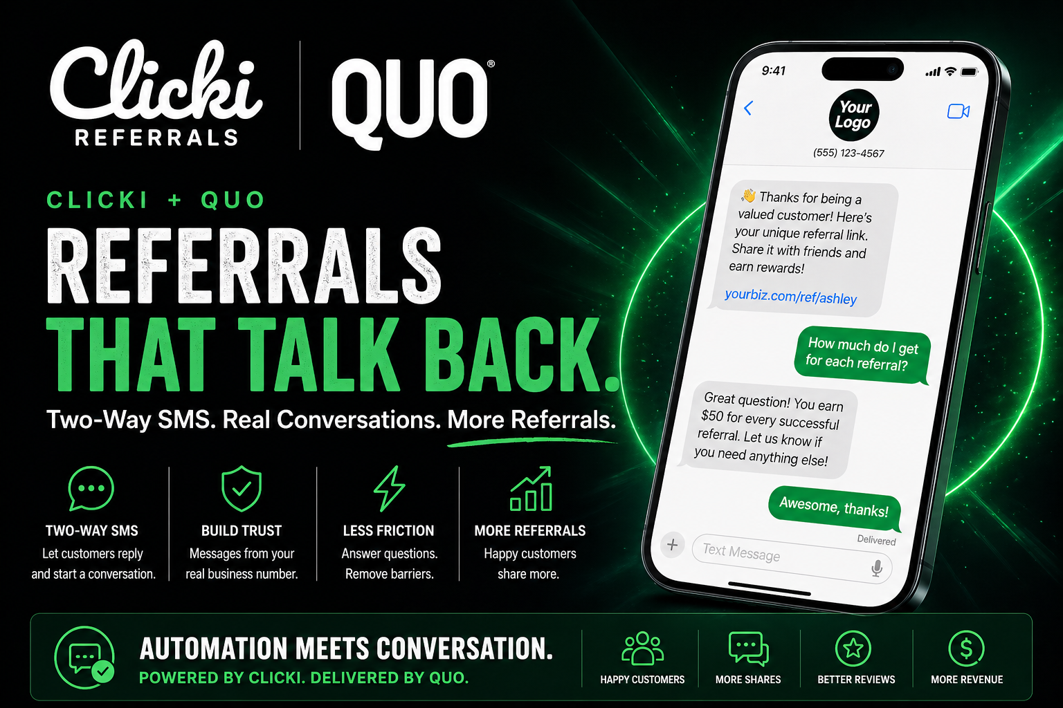 Clicki & Quo: Two-Way SMS for Your Referral Program